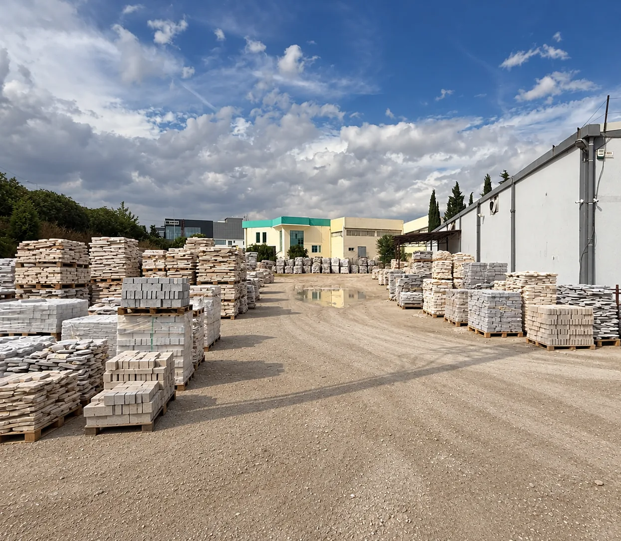 Lidamer Stone factory, Le stock dans la cour