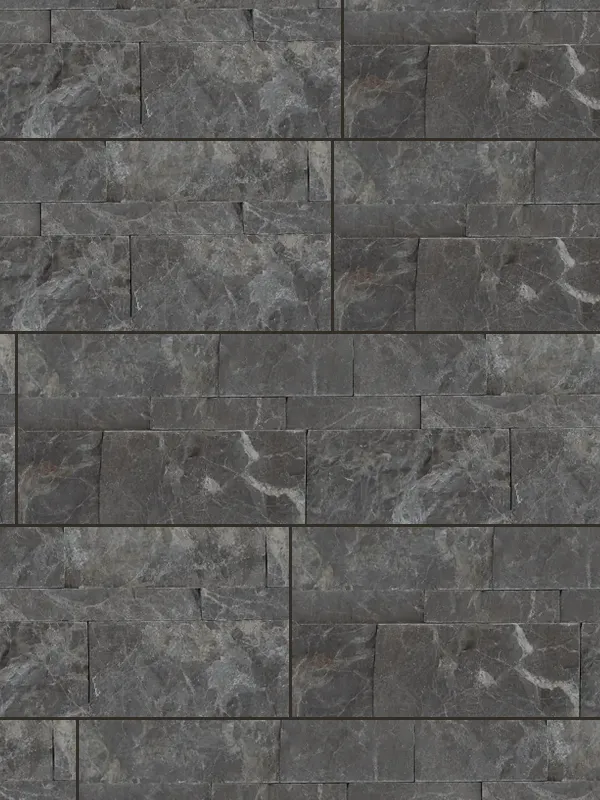 Rain Grey 6x24 split face ledger panel wall