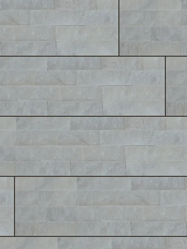 White Pearl 6x24 split face ledger panel wall